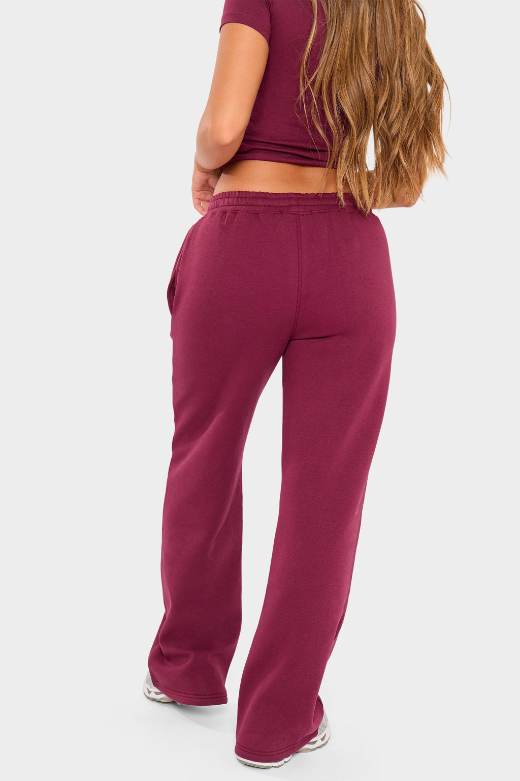 Kaiia 444 Wide Leg Joggers Burgundy & Pink
