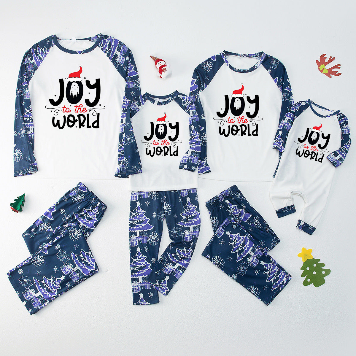 Joy World Pattern Matching Family Christmas Pajamas