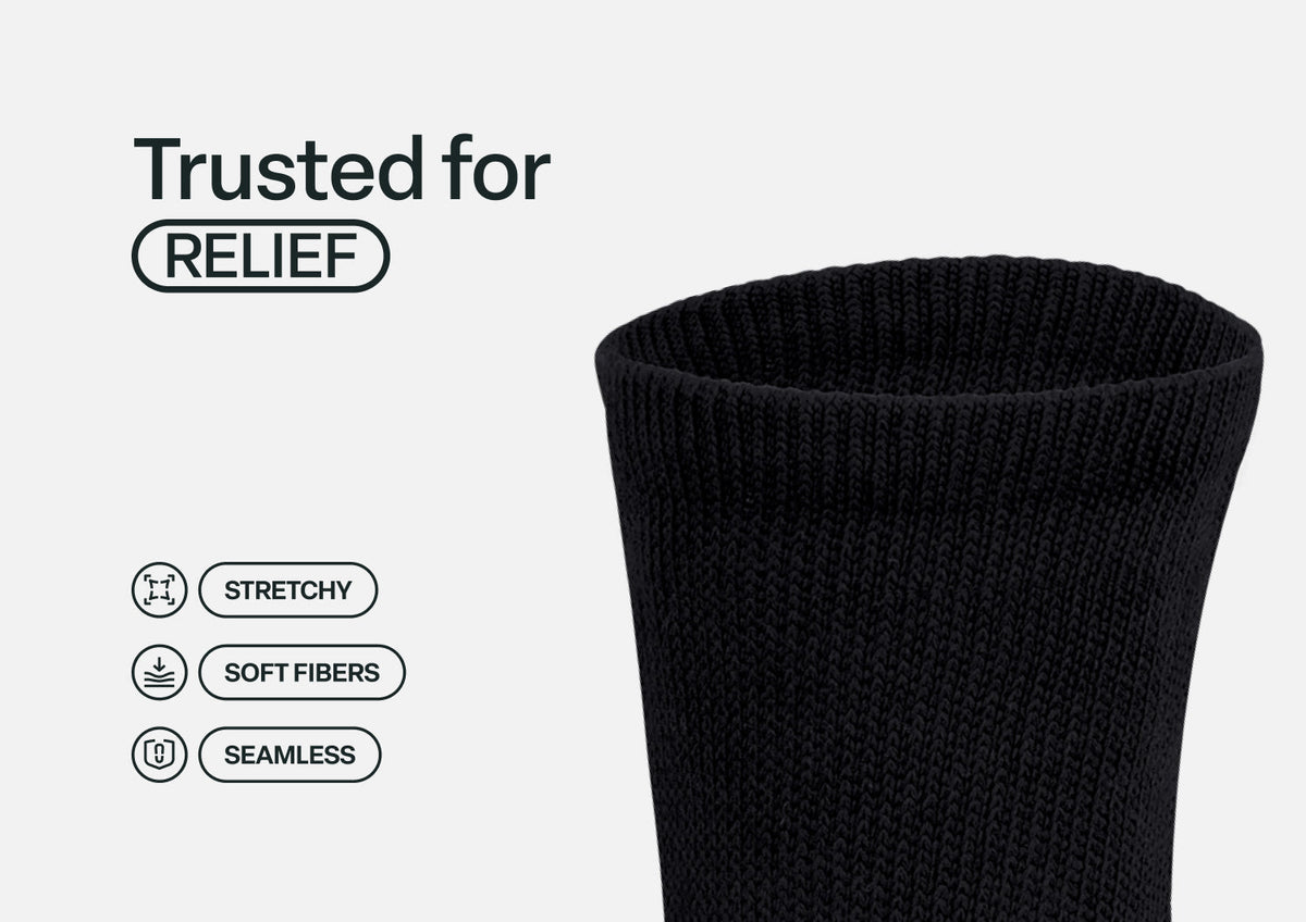 Padded Sole Diabetic Socks - Black
