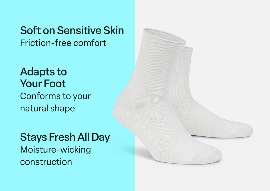 Casual/Dress Diabetic Socks - White
