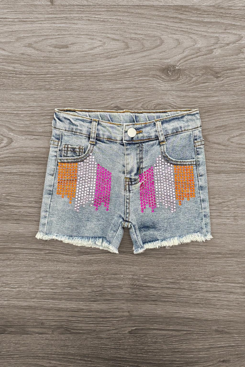 Pink & Orange Denim Short Set