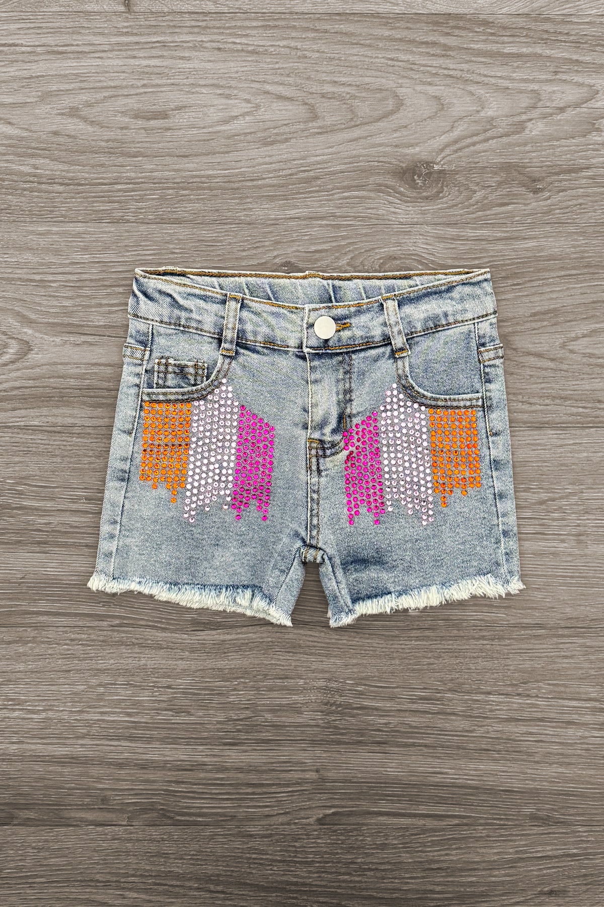 Pink & Orange Denim Short Set