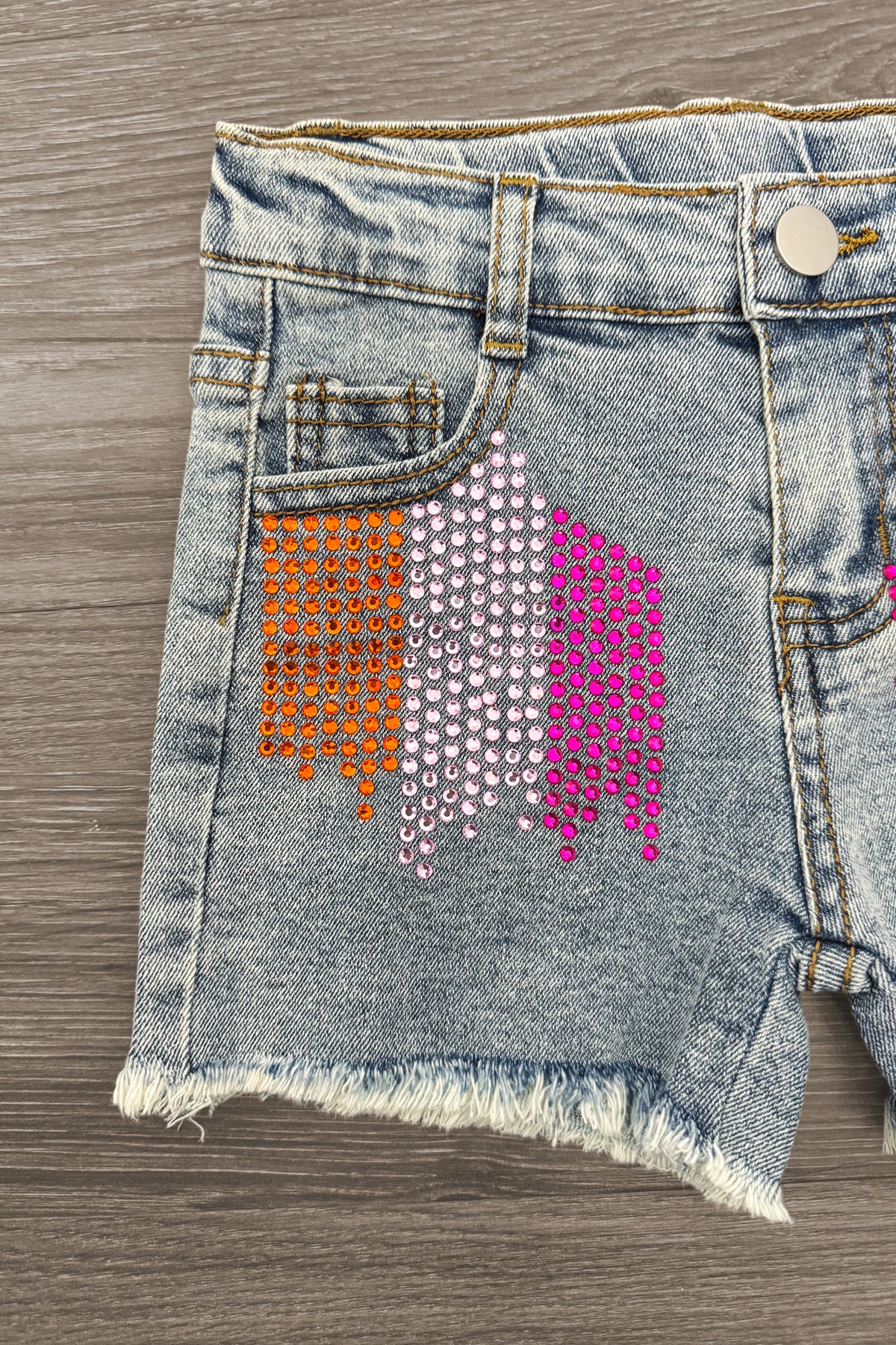 Pink & Orange Denim Short Set