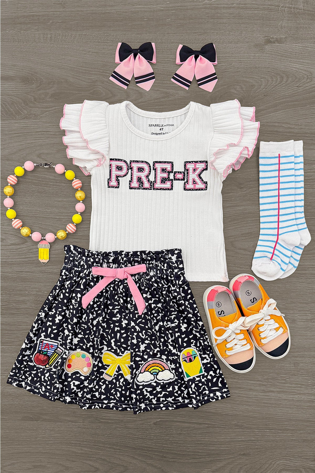 "Pre-K - Sixth Grade" Notebook Skirt Set