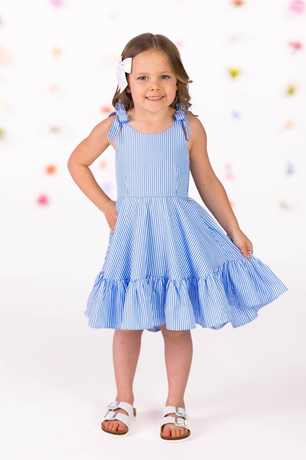Blue Stripe Bow Tank Dress