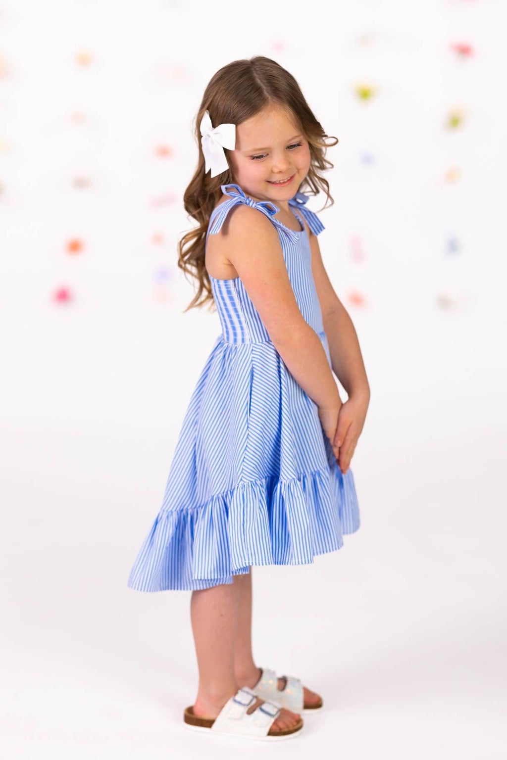 Blue Stripe Bow Tank Dress