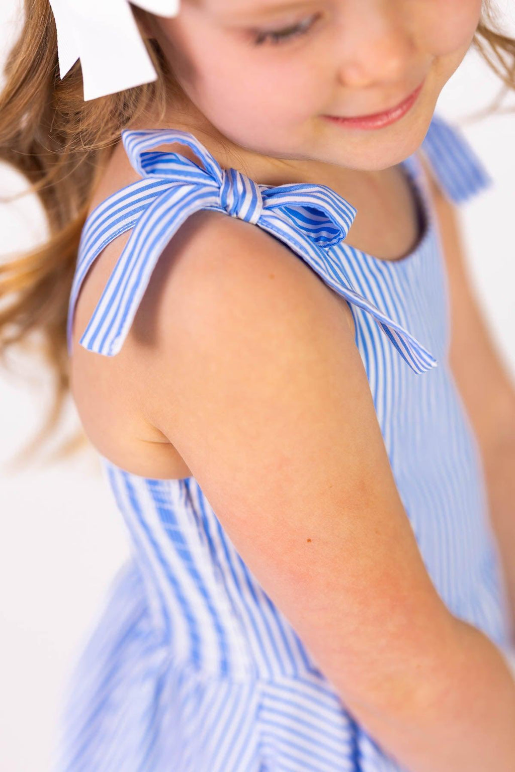 Blue Stripe Bow Tank Dress
