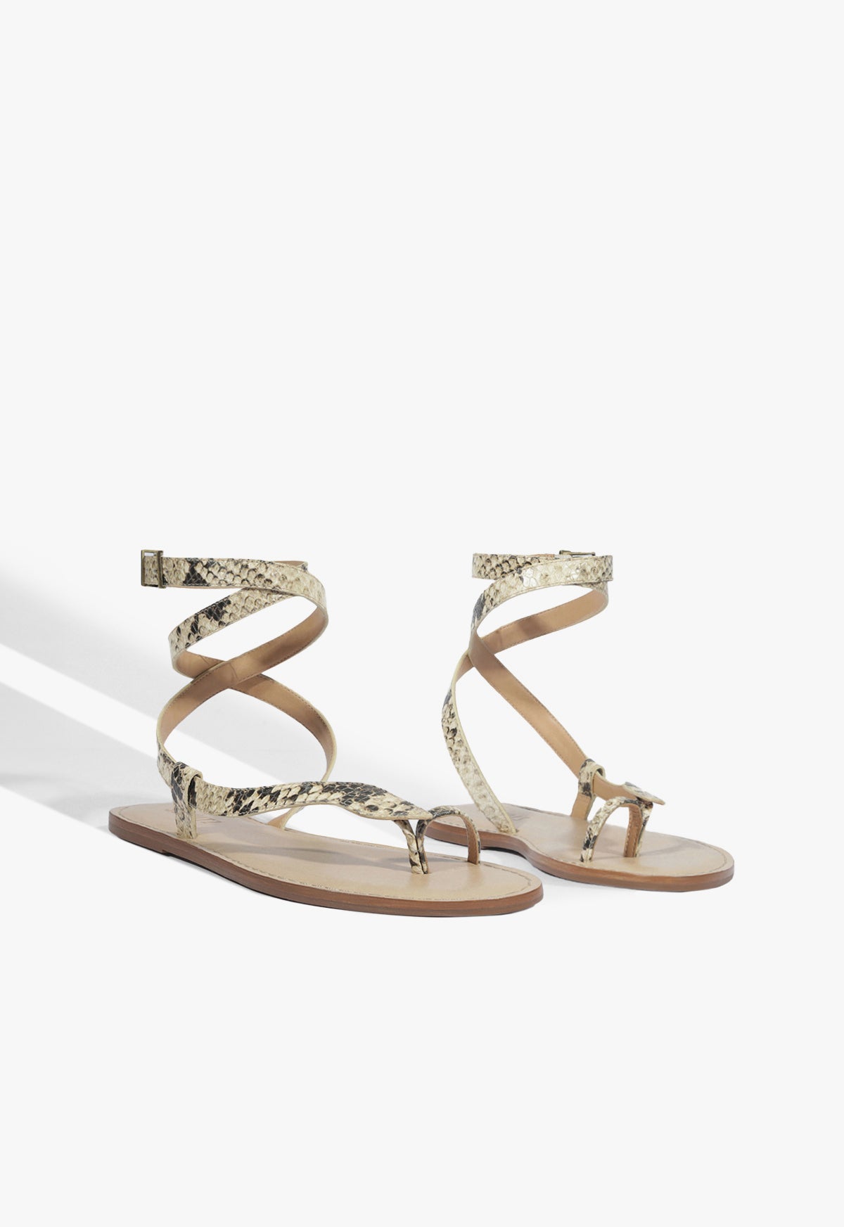Cleo Snake Print Leather Flat Sandal