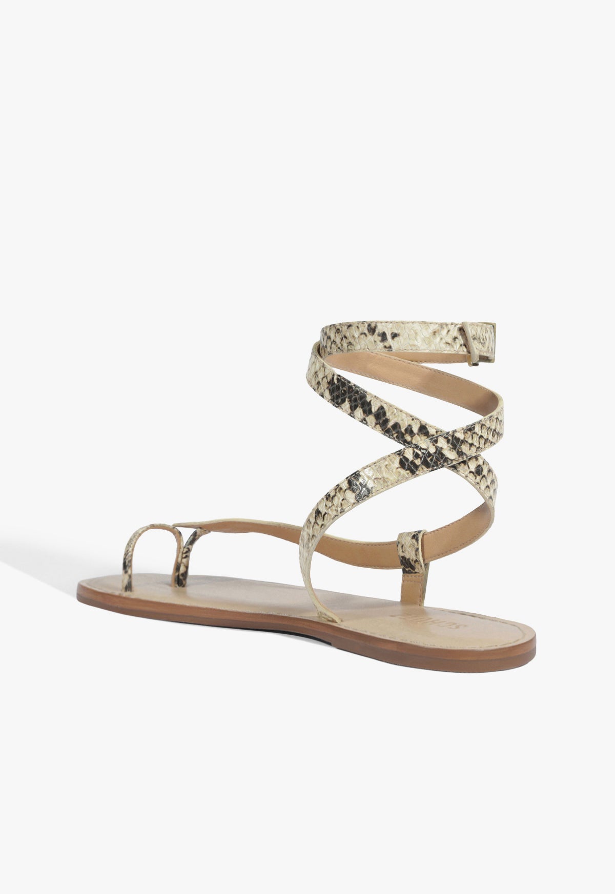 Cleo Snake Print Leather Flat Sandal