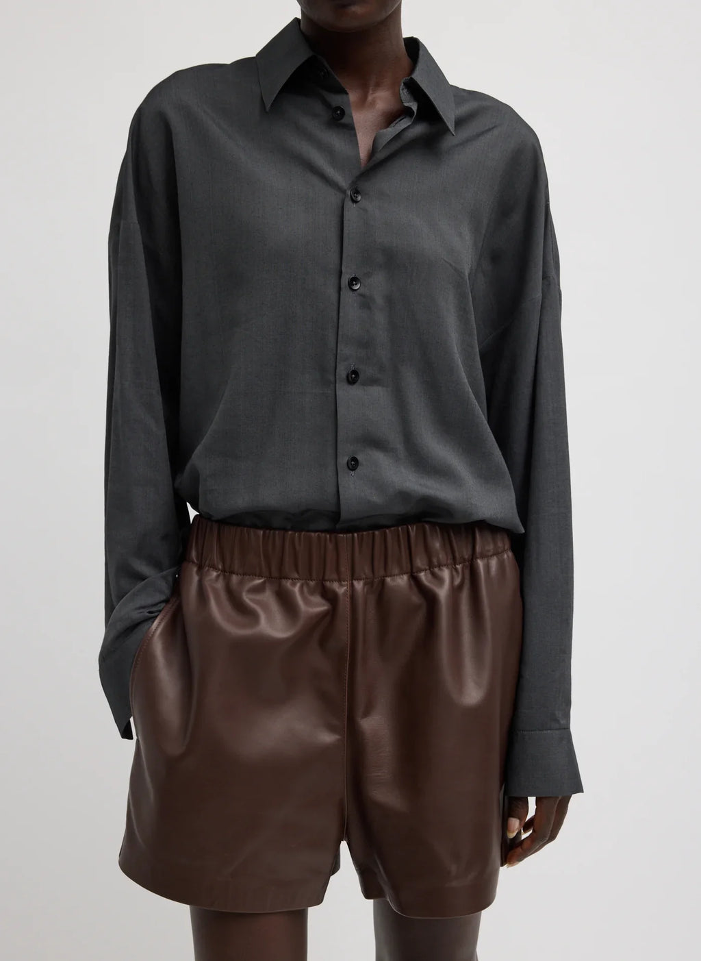 Tibi Leather Shorts