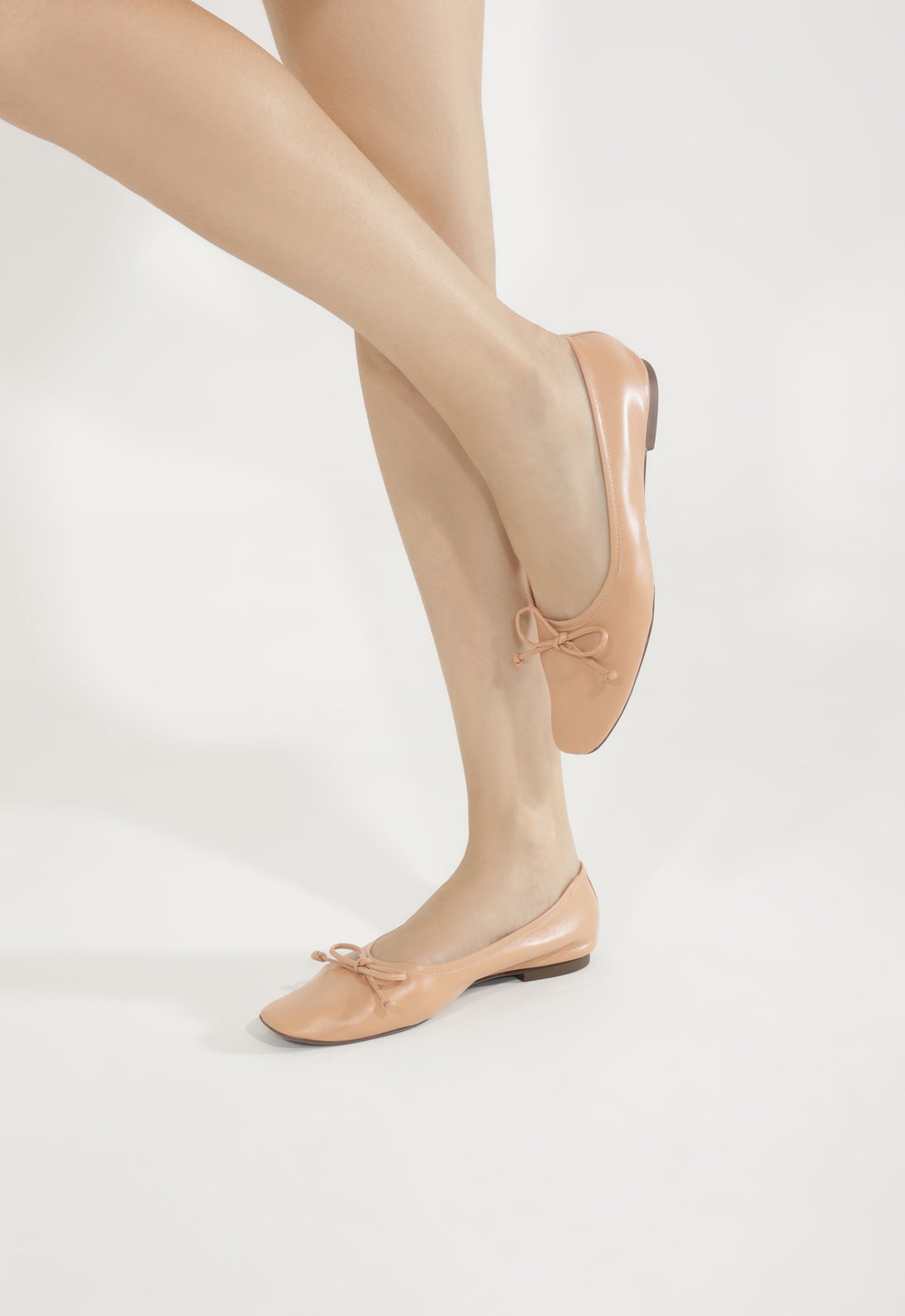 Arissa Beige Leather Ballet Flat