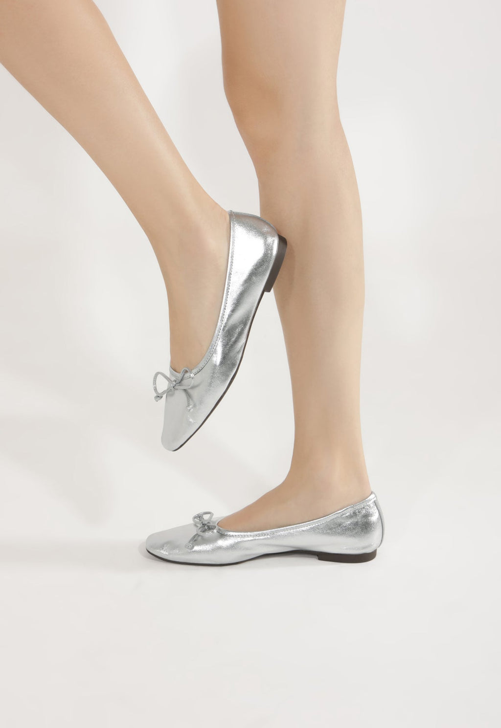 Arissa Silver Leather Ballet Flat