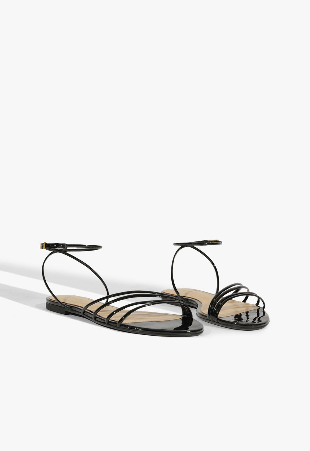 Inez Black Leather Flat Sandal