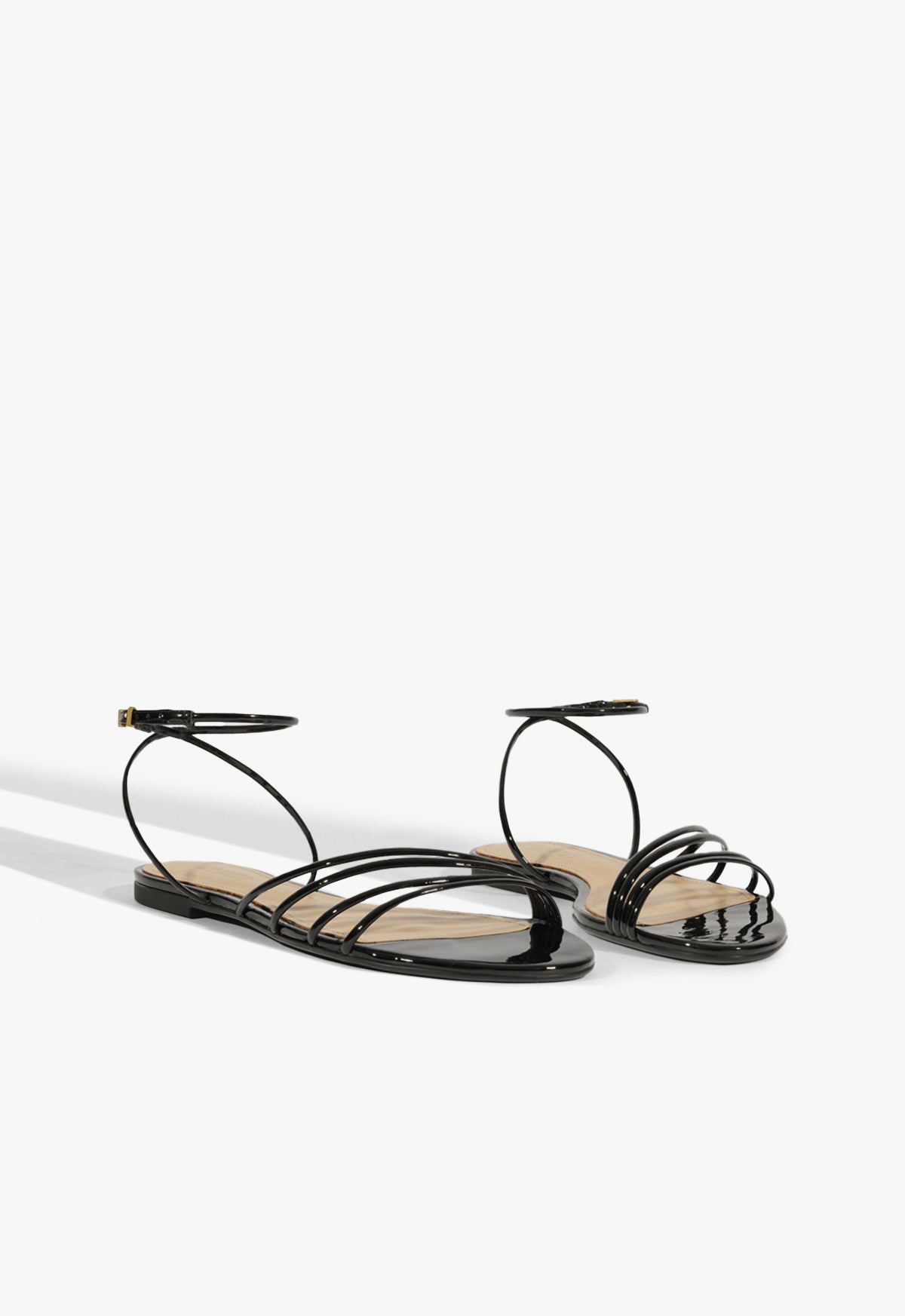 Inez Black Leather Flat Sandal