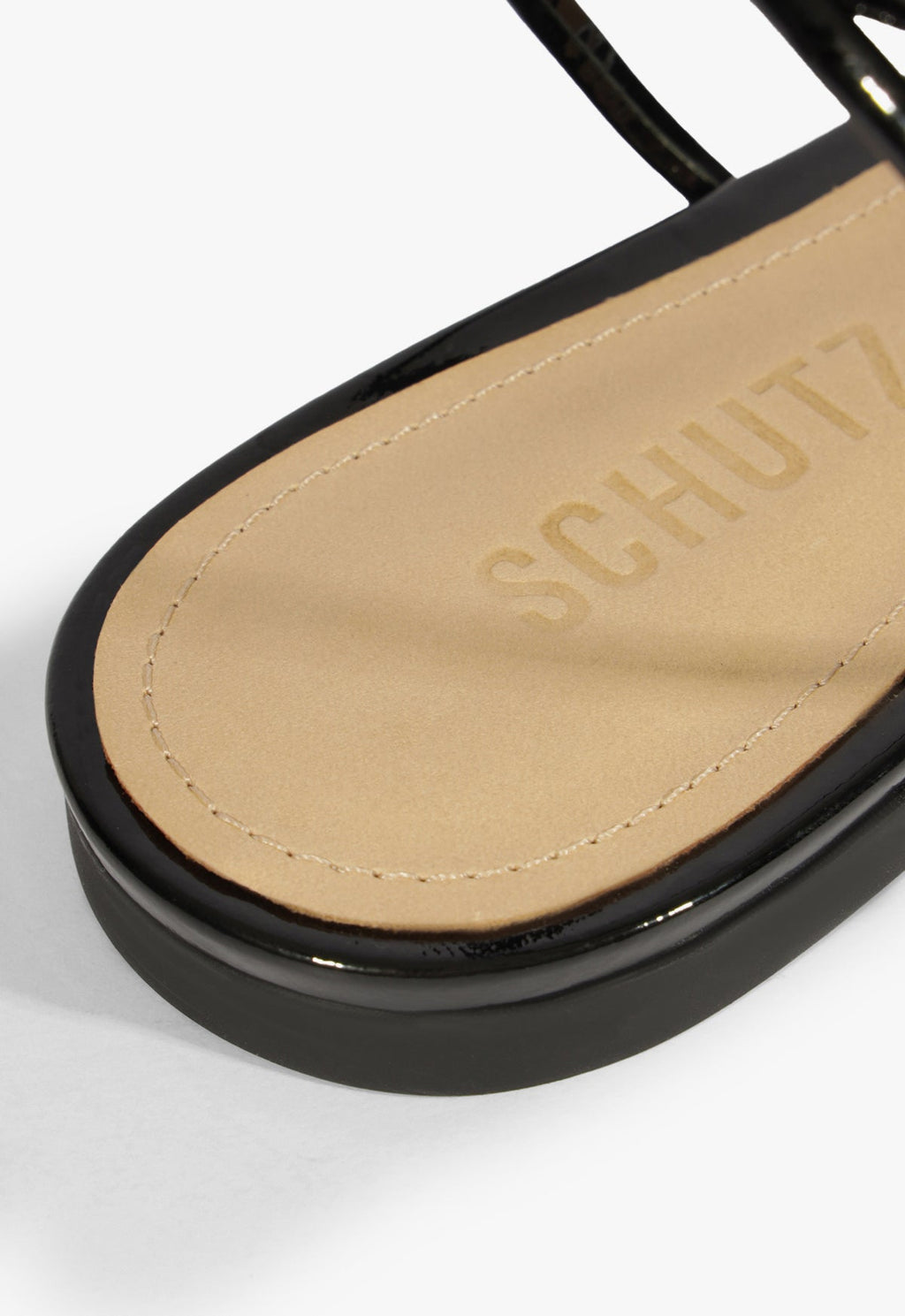 Inez Black Leather Flat Sandal