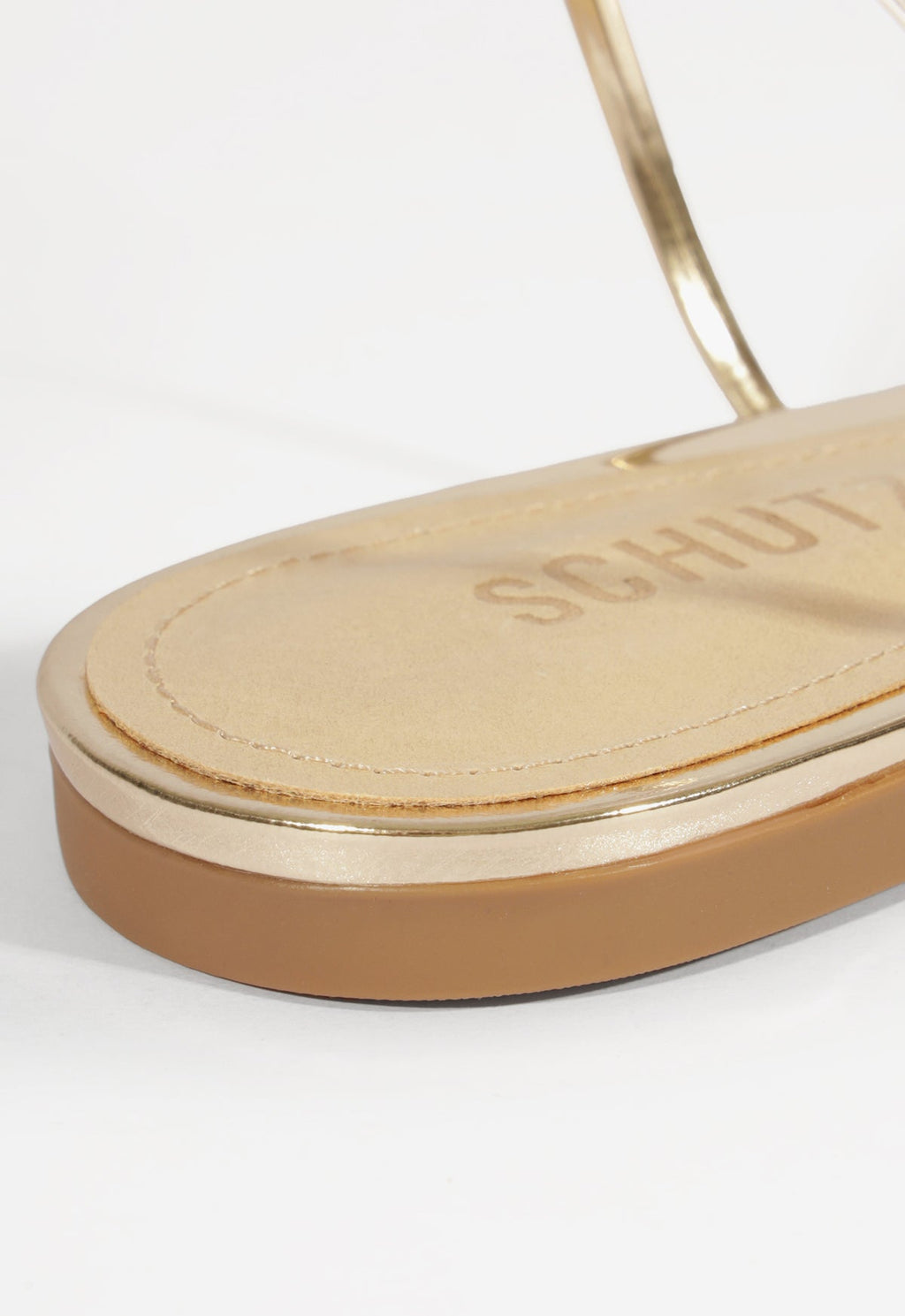 Inez Gold Leather Flat Sandal