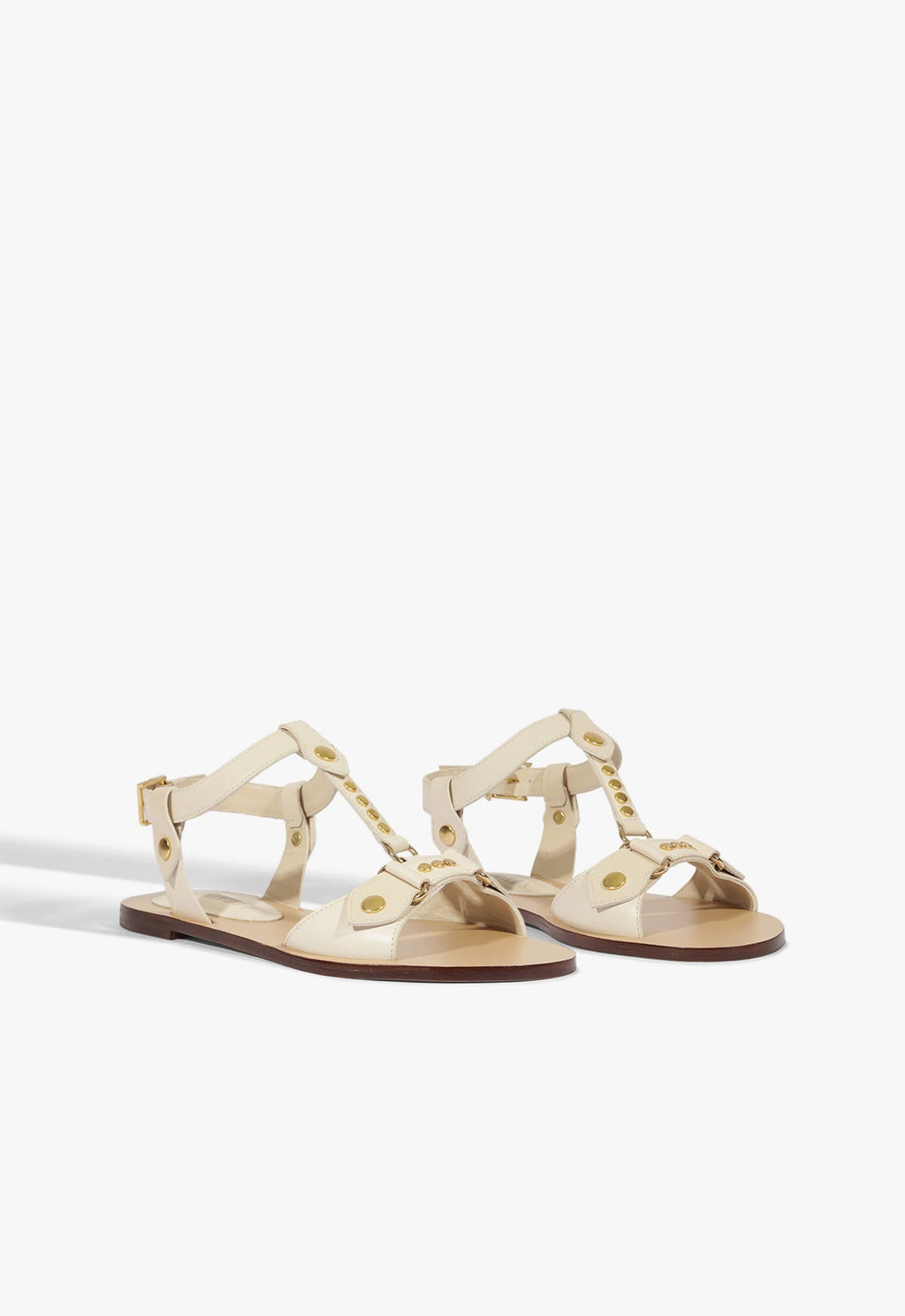Stevie White Leather Flat Sandal