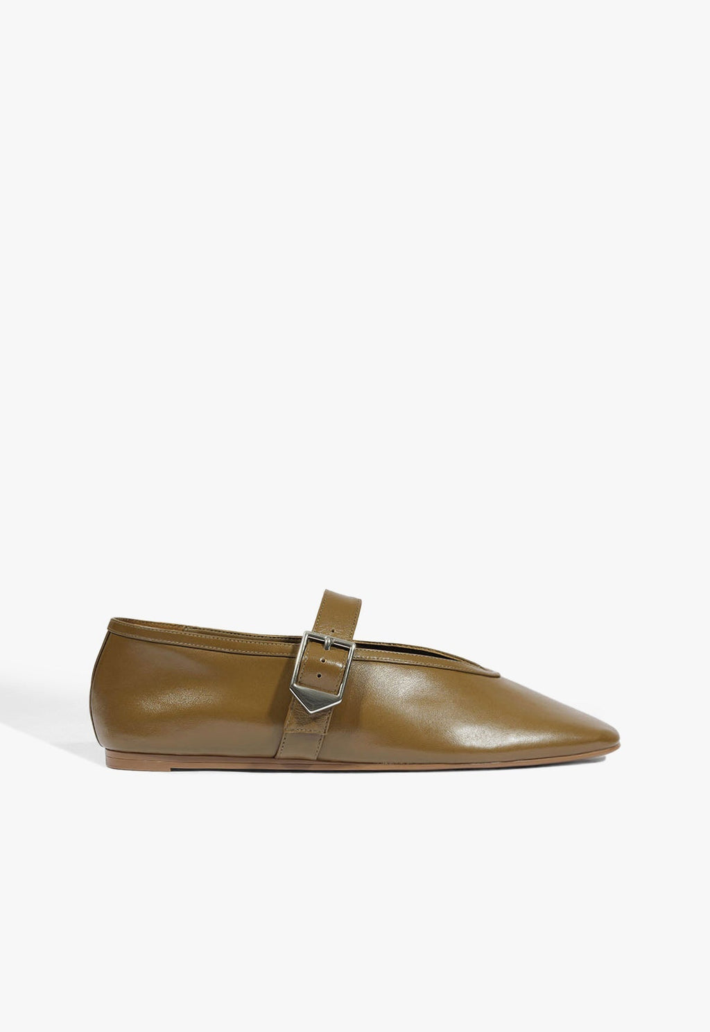 Vick Buckle Leather Ballet Flat