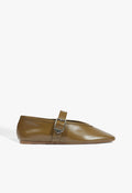 Vick Buckle Leather Ballet Flat