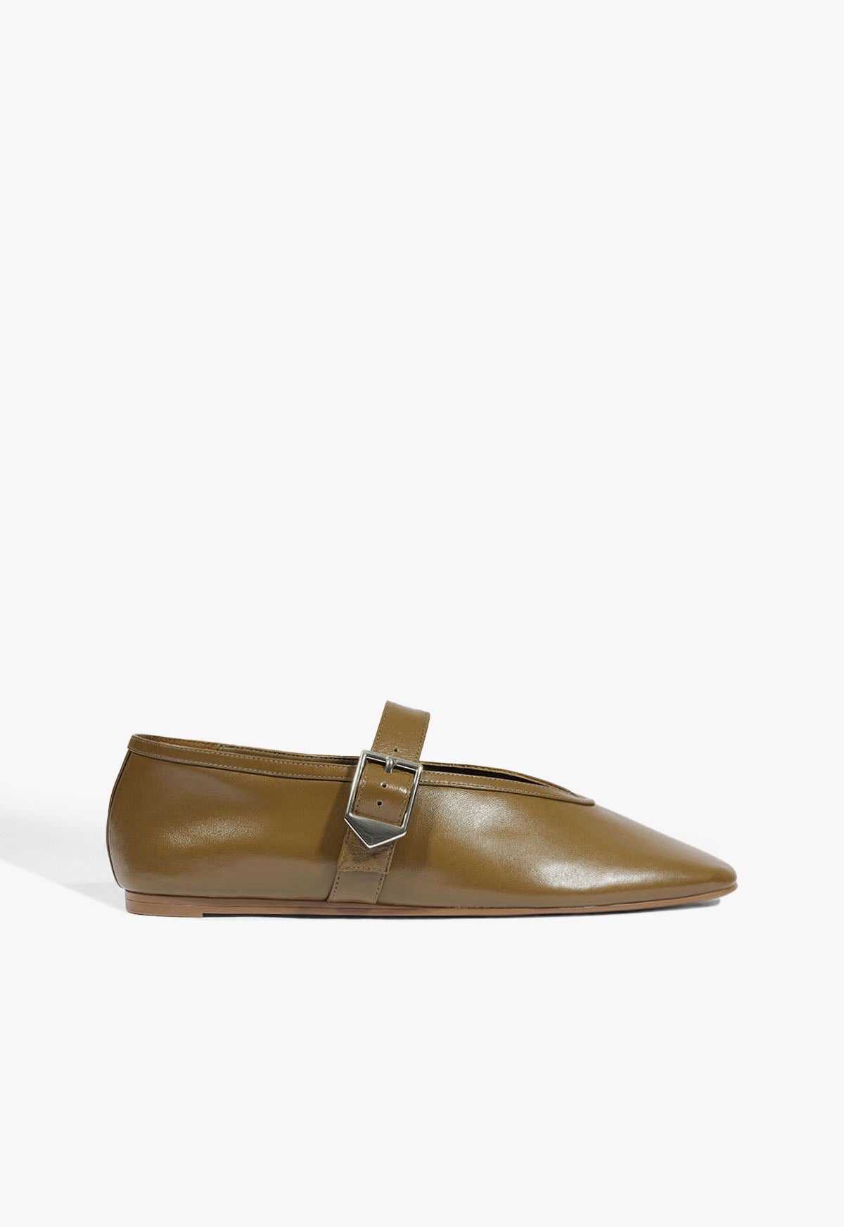 Vick Buckle Leather Ballet Flat