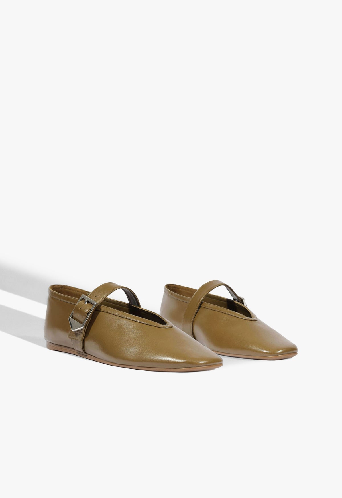 Vick Buckle Leather Ballet Flat