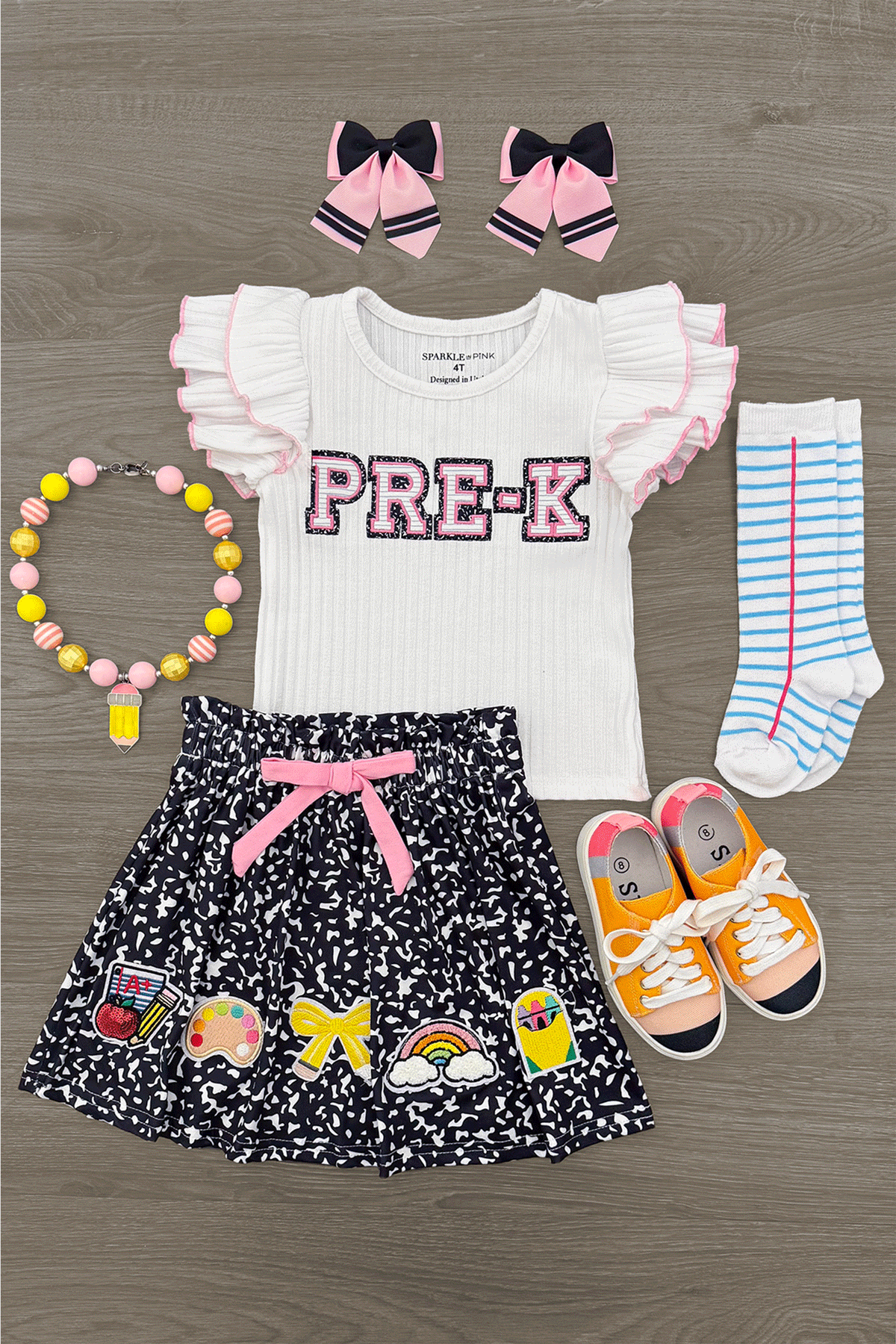 "Pre-K - Sixth Grade" Notebook Skirt Set