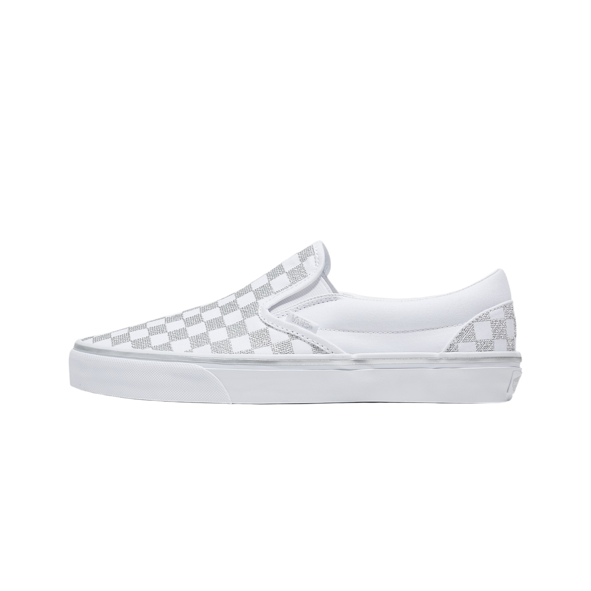 Vans Classic Slip-On Checkerboard Shoe in Metallic True White