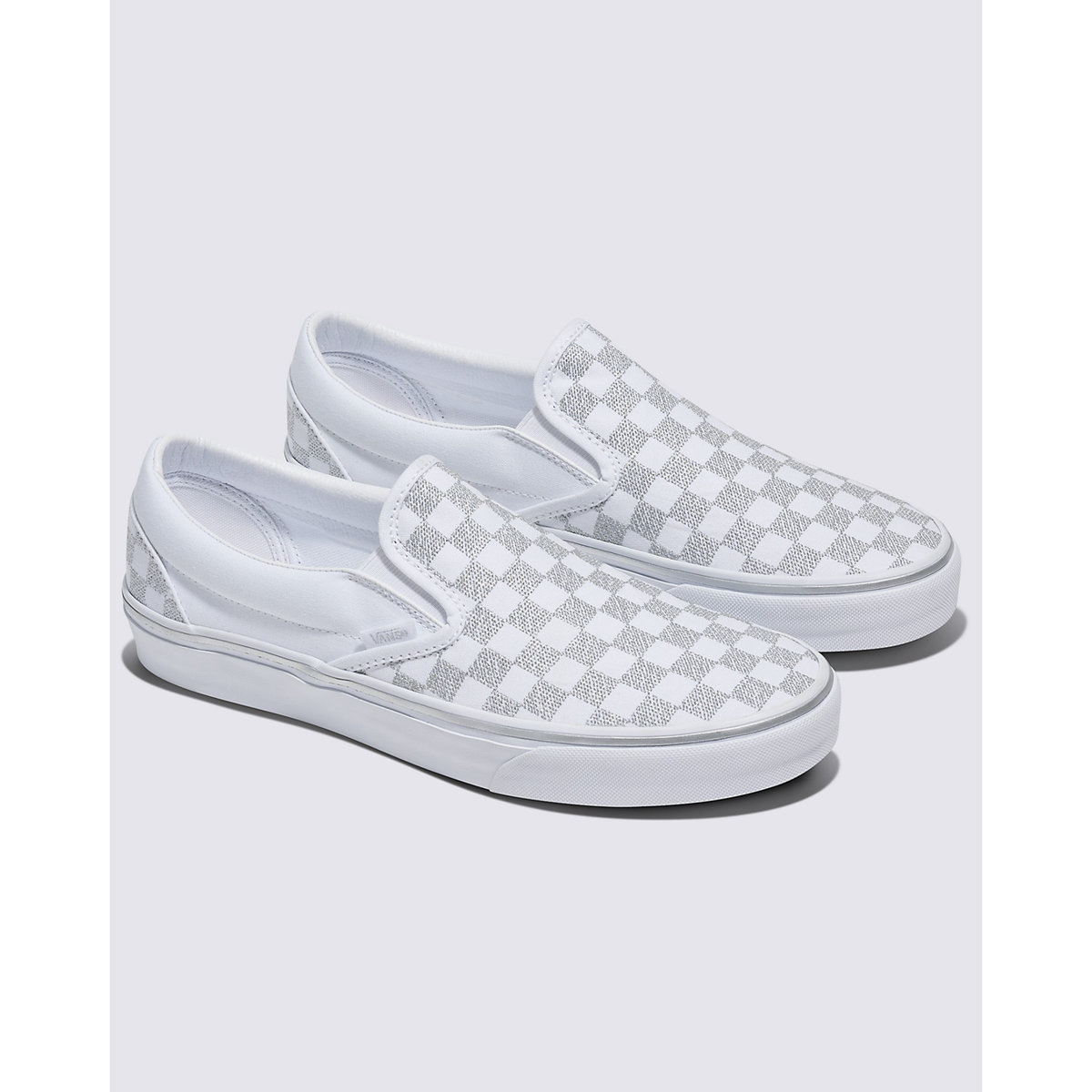 Vans Classic Slip-On Checkerboard Shoe in Metallic True White