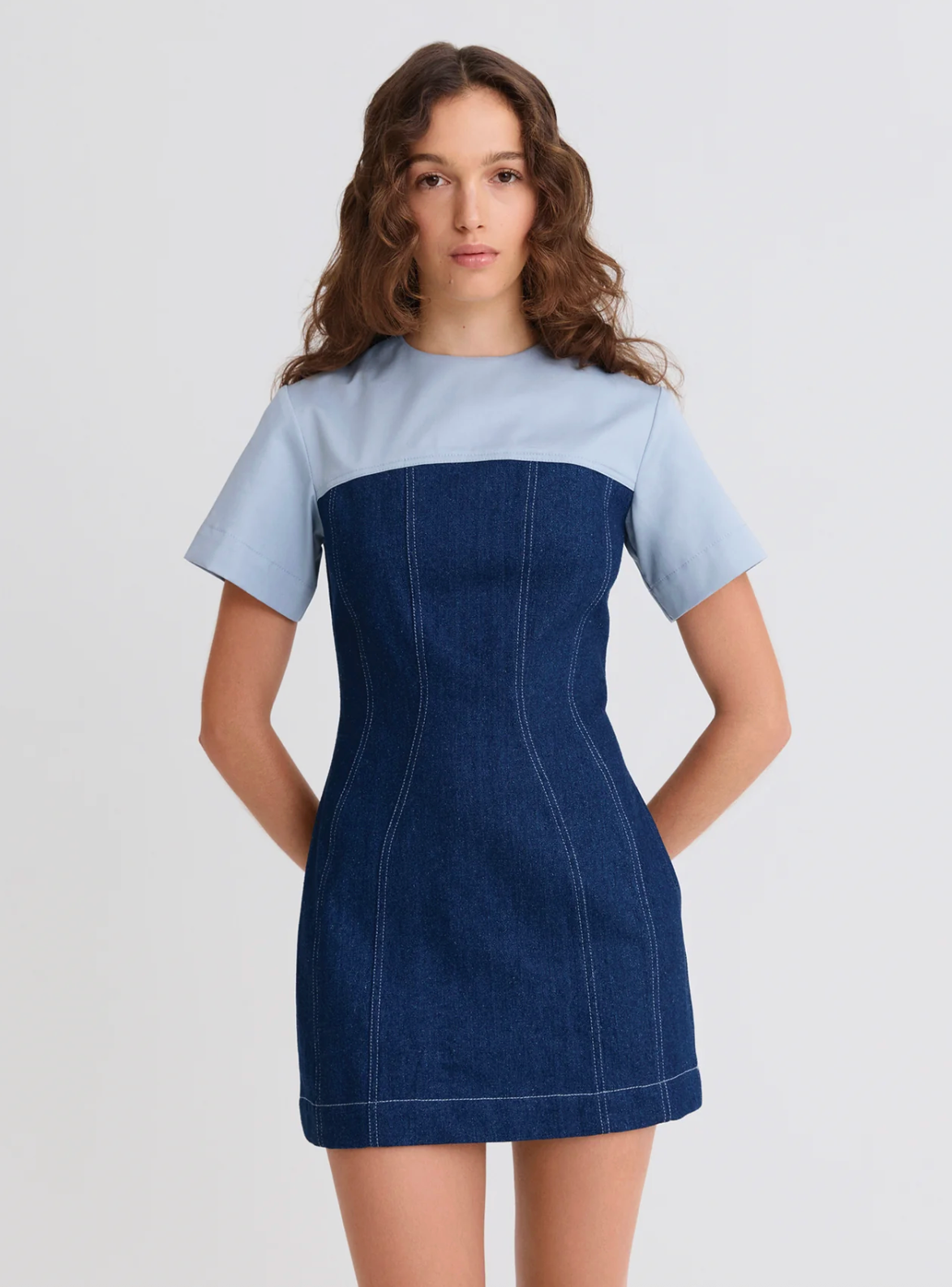 Matthew Bruch Denim Combo Dress