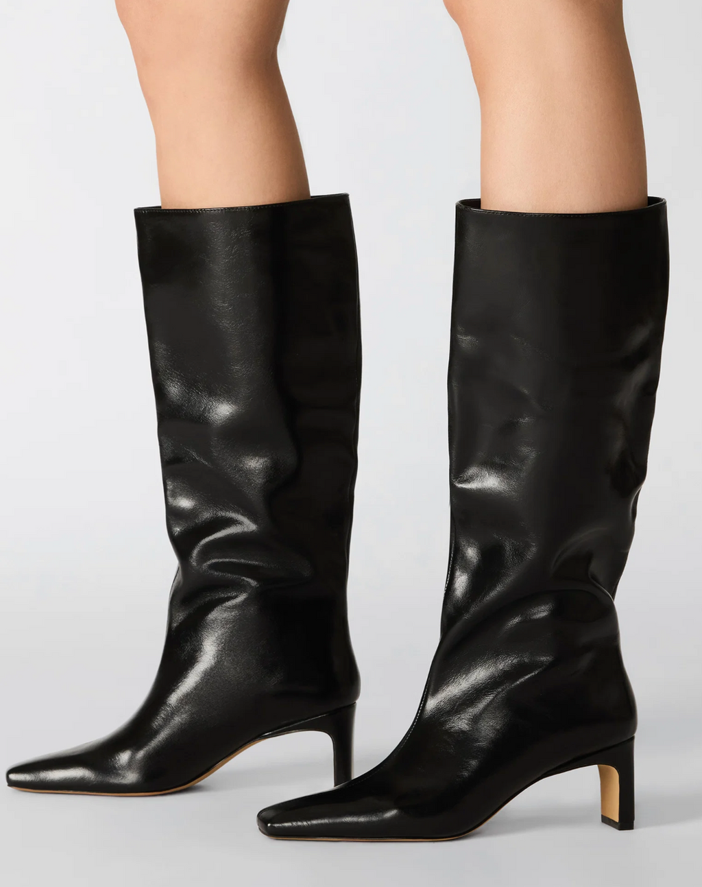 Jendi Knee High Black Leather Boot