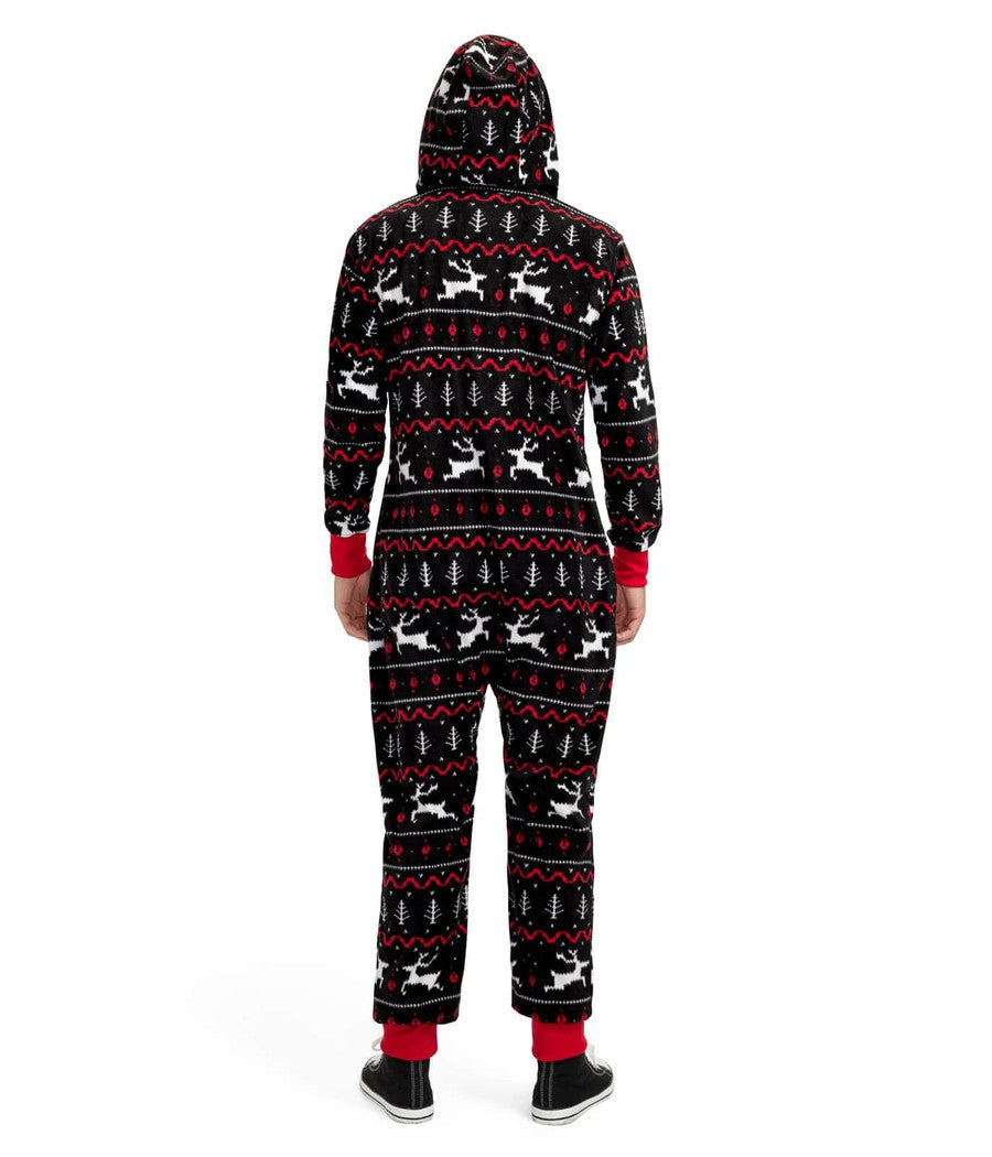 Men's Black and Red Fair Isle Jumpsuit
