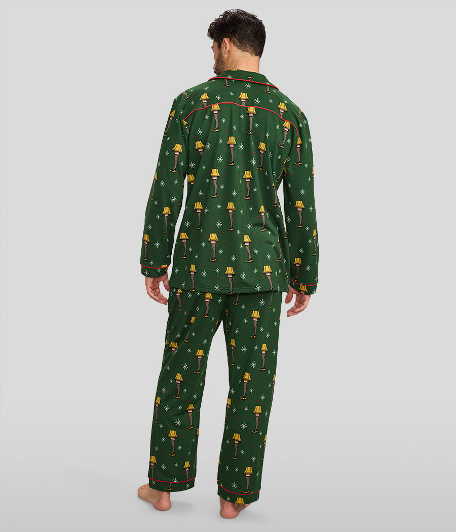 Men's Christmas Story Leg Lamp Lapel Pajama Set