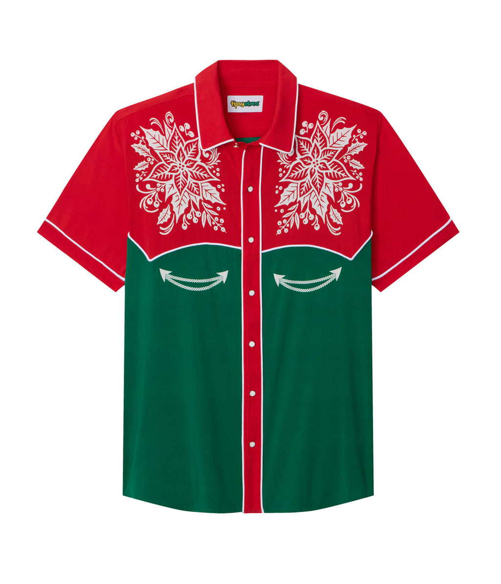 Men's Christmas Cowboy Button Down Shirt