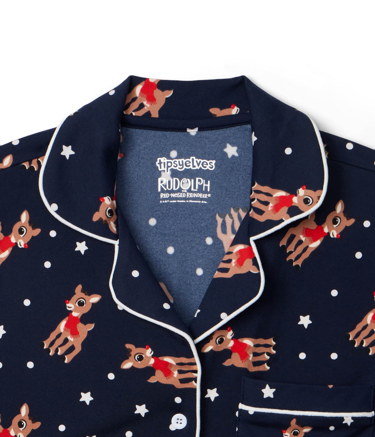 Matching Rudolph Lapel Couples Pajamas