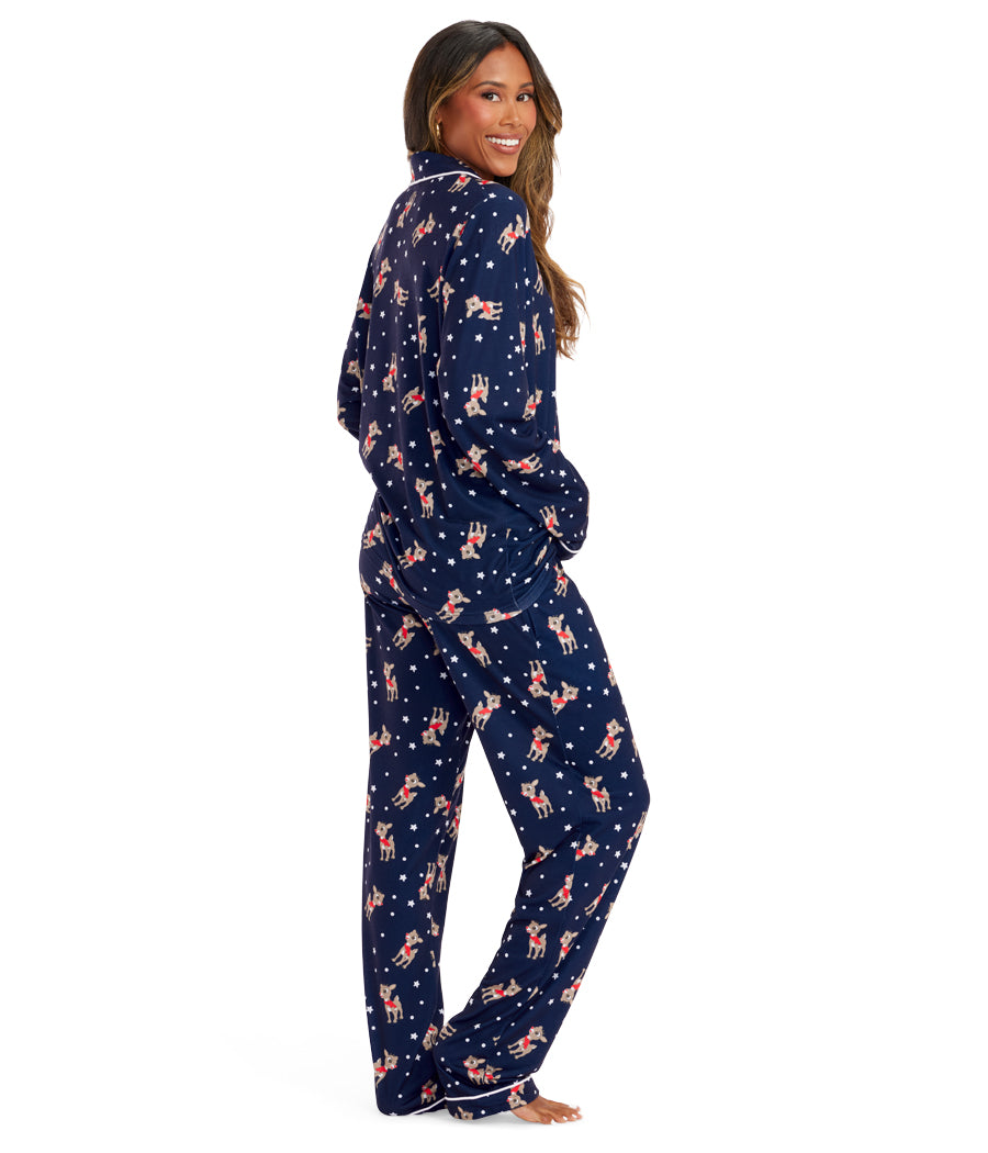 Matching Rudolph Lapel Couples Pajamas