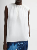 Tibi Lotte Nylon Shirred Neck Top