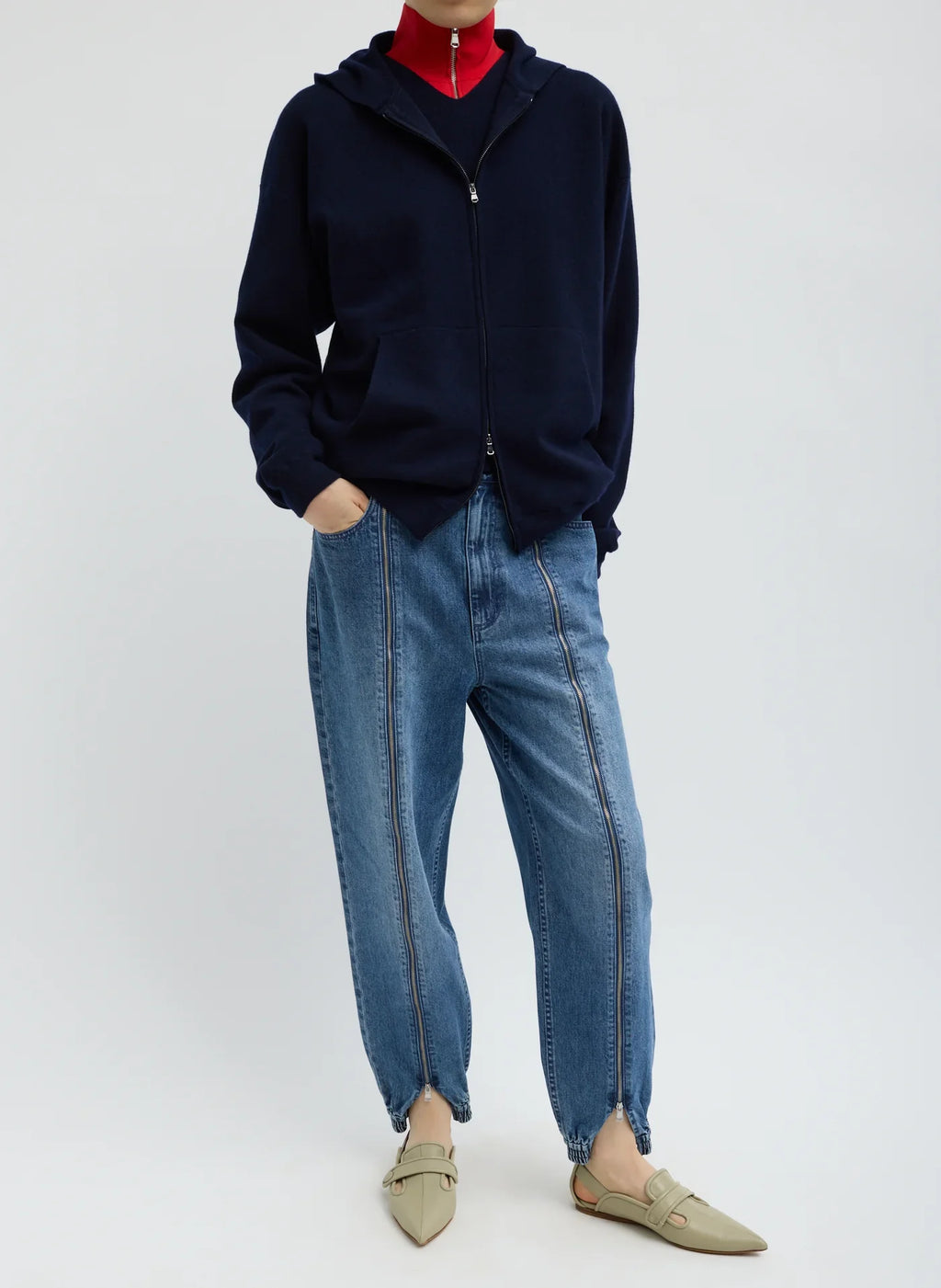 Tibi Zippered Denim Jogger