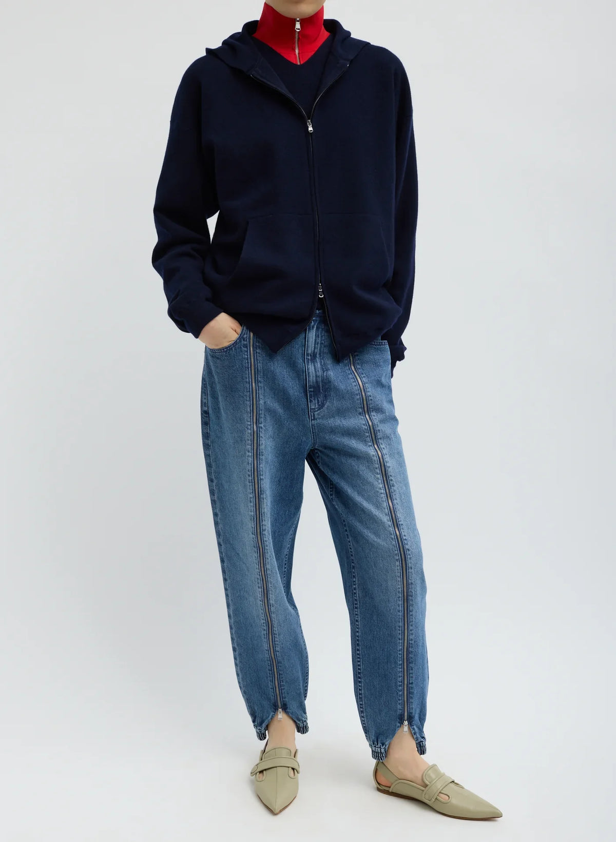 Tibi Zippered Denim Jogger