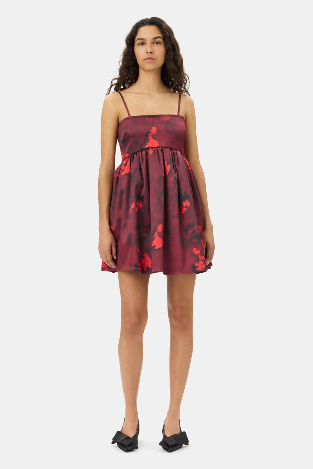 Ganni Print Double Satin Strap Dress