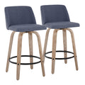 Contemporary Swivel Counter Stools with Round Footrests Set of 2