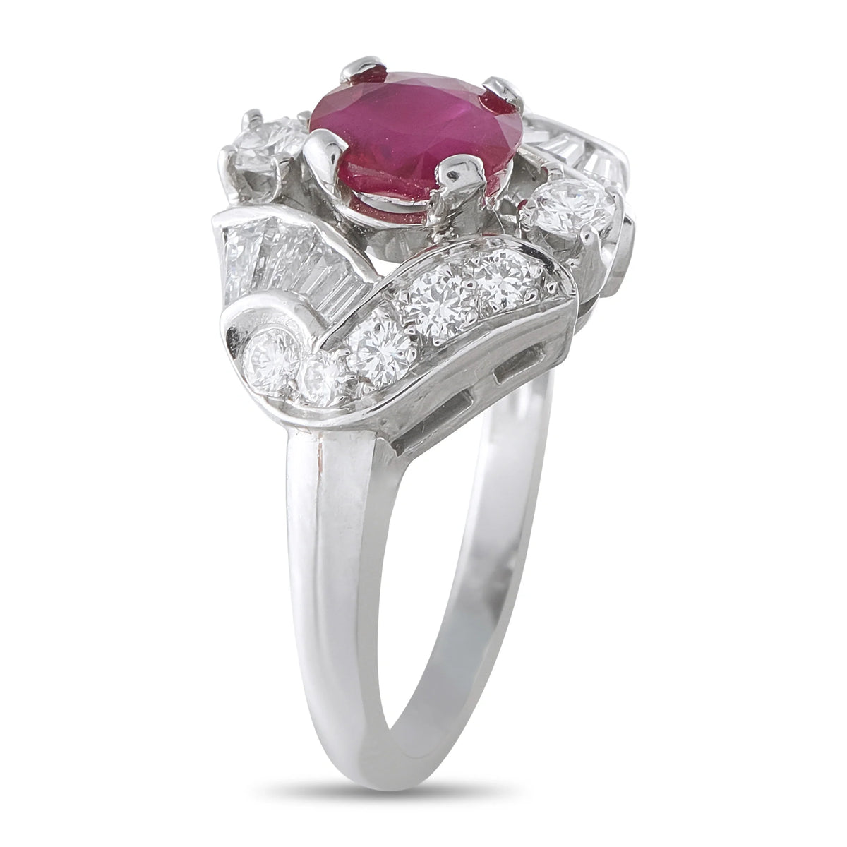 LB Exclusive Platinum 0.90ct Diamond and Ruby Ring MF12-080426