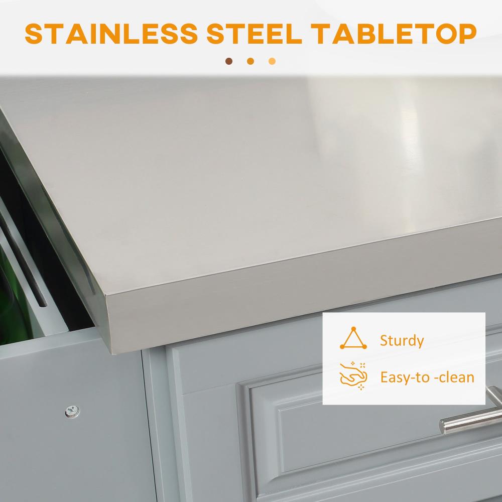 Kitchen Cart with Two Drawers and Dual Cabinets