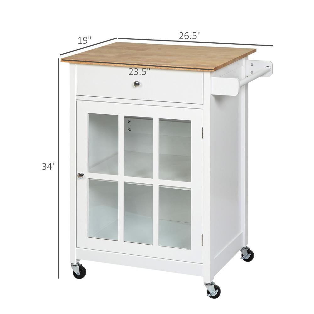 Kitchen Cart with Drawer and Adjustable Shelf