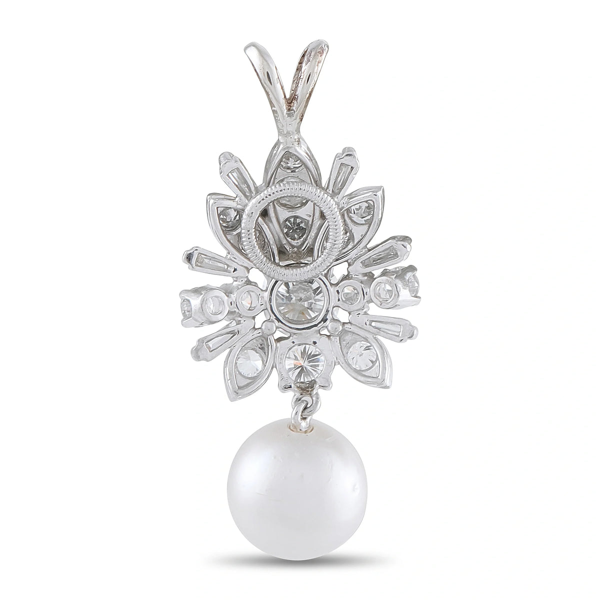 LB Exclusive 18K White Gold 1.15ct Diamond Pearl Pendant MF27-080726