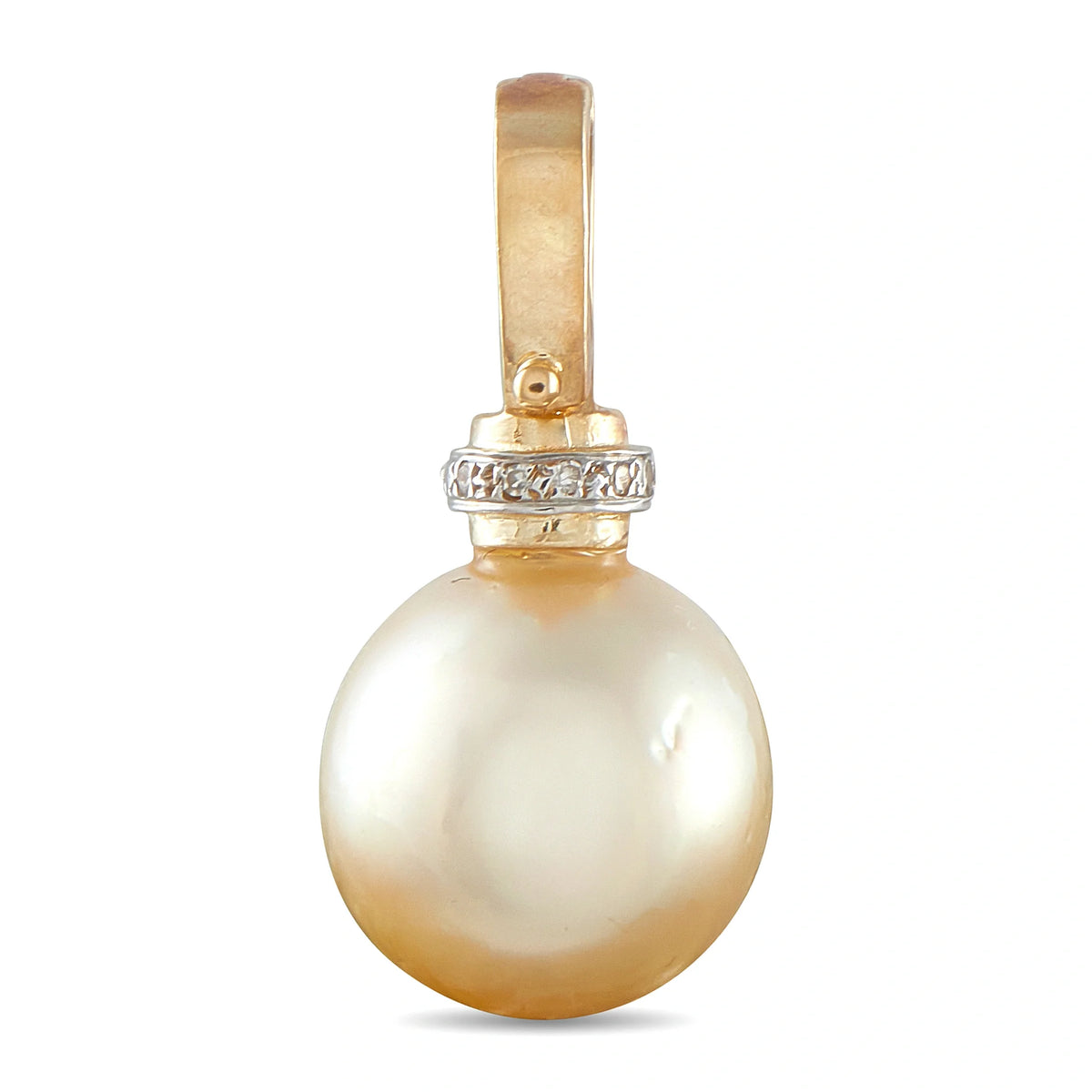 LB Exclusive 18K Yellow Gold 0.10ct Diamond and South Sea Pearl Pendant MF06-092226