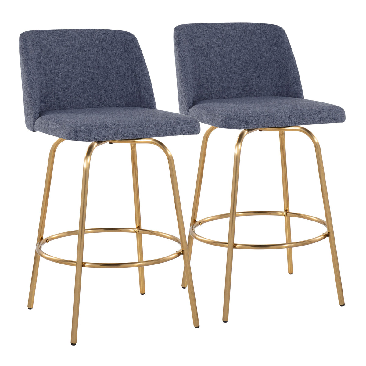 26' Contemporary Swivel Counter Stools with Round Footrests - Set of 2