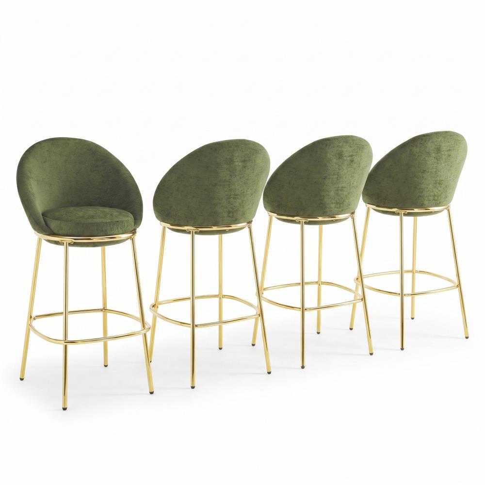 Luxury Bar Height Chairs with Plush Upholstery and Sleek Gold Metal Legs