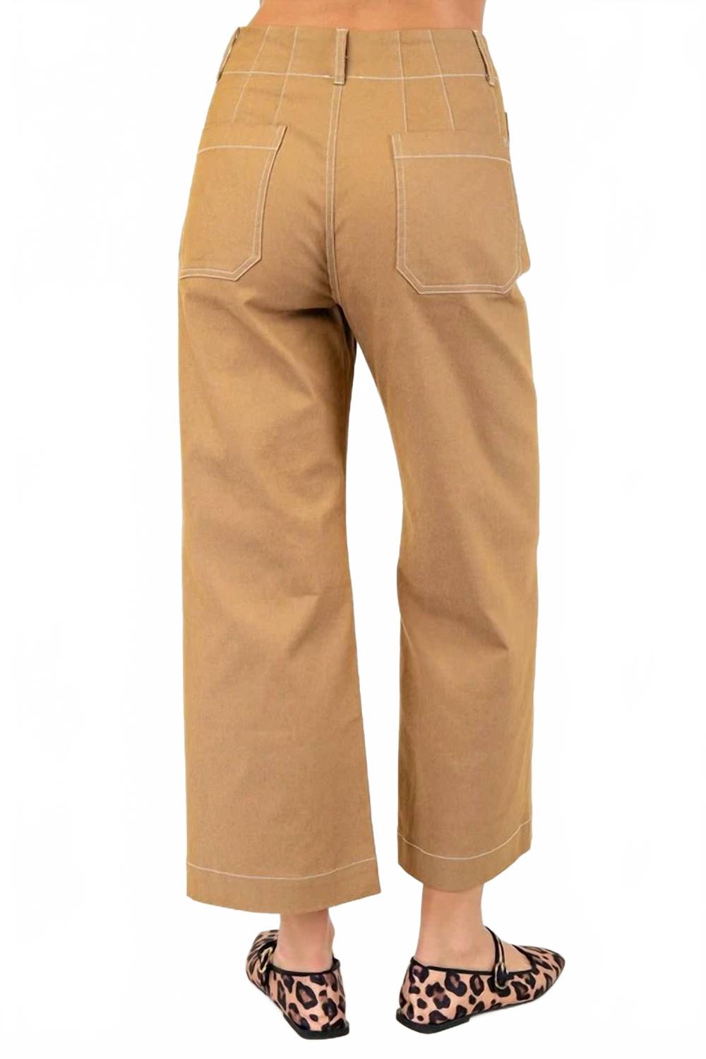 Cropped Wide Leg Pant In Camel