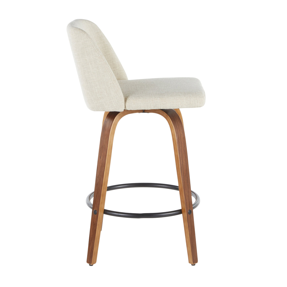 Upholstered Counter Stools with Wooden Legs- Set of 2