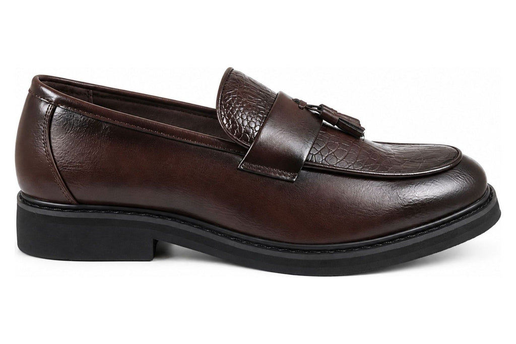 Men's Brown Vegan Leather Slip-On Tassel Loafers